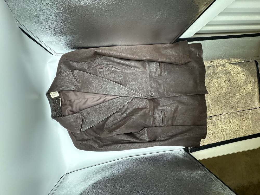 Newport News Easy Style Brown Leather Blazer Jacket